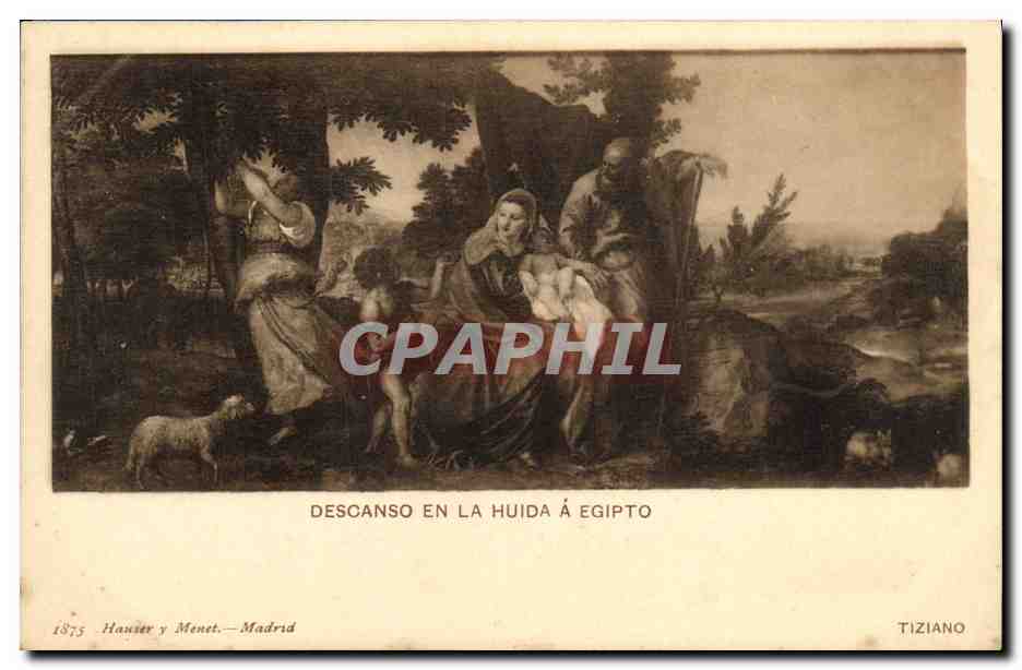 Descanso en la Huida á Egipto — Tiziano — Hausser y Menet, Madrid
