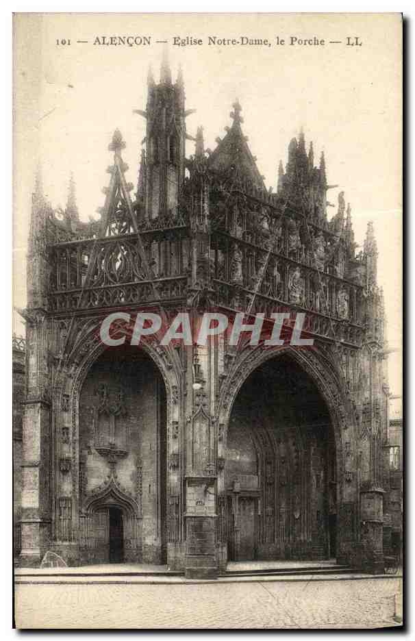 CPA Alencon Eglise Notre Dame Le Porche 