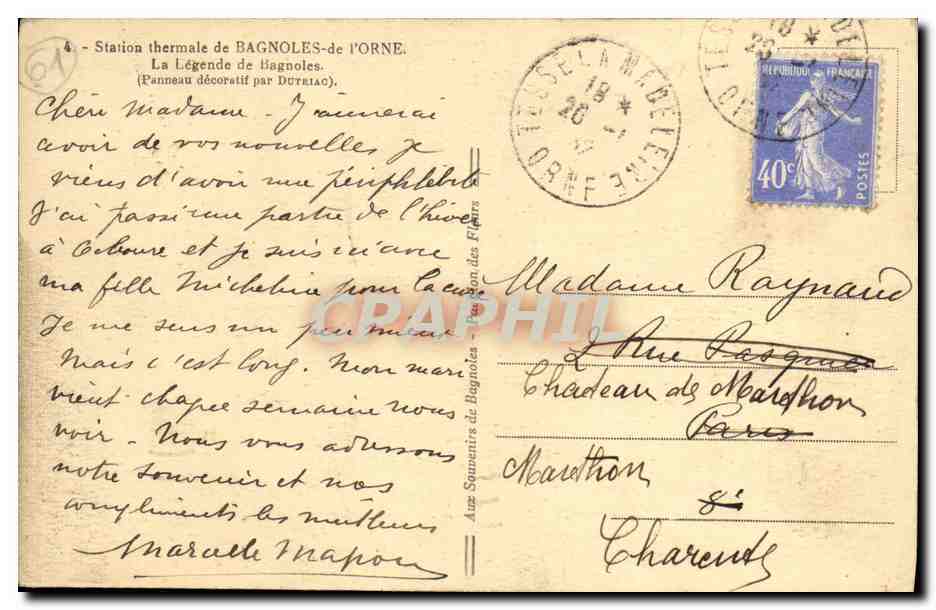 CPA Bagnoles De L Orne La Legende De Bagnoles Cheval — Rückseite