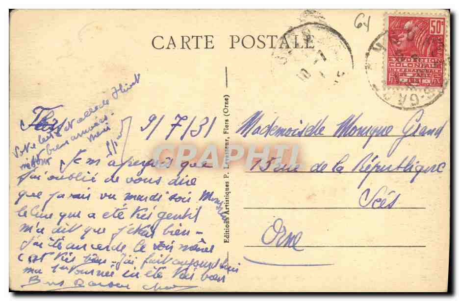 CPA Flers Square Delaunay Monument aux Morts Pour La France 1870 1914 Militaria  — Rückseite