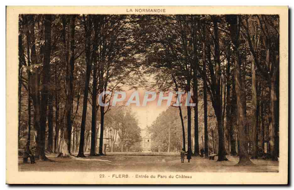 CPA Flers Entree Du Parc Du Chateau 