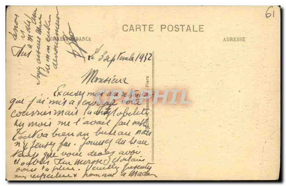 CPA Flers Le Chateau Cote Nord — Rückseite