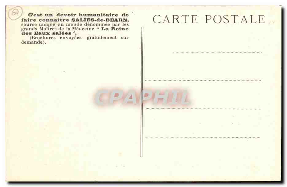 SALIES-de-BÉARN (B.P.) — ÉTABLISSEMENT THERMAL — Une Salle de douches — Verso