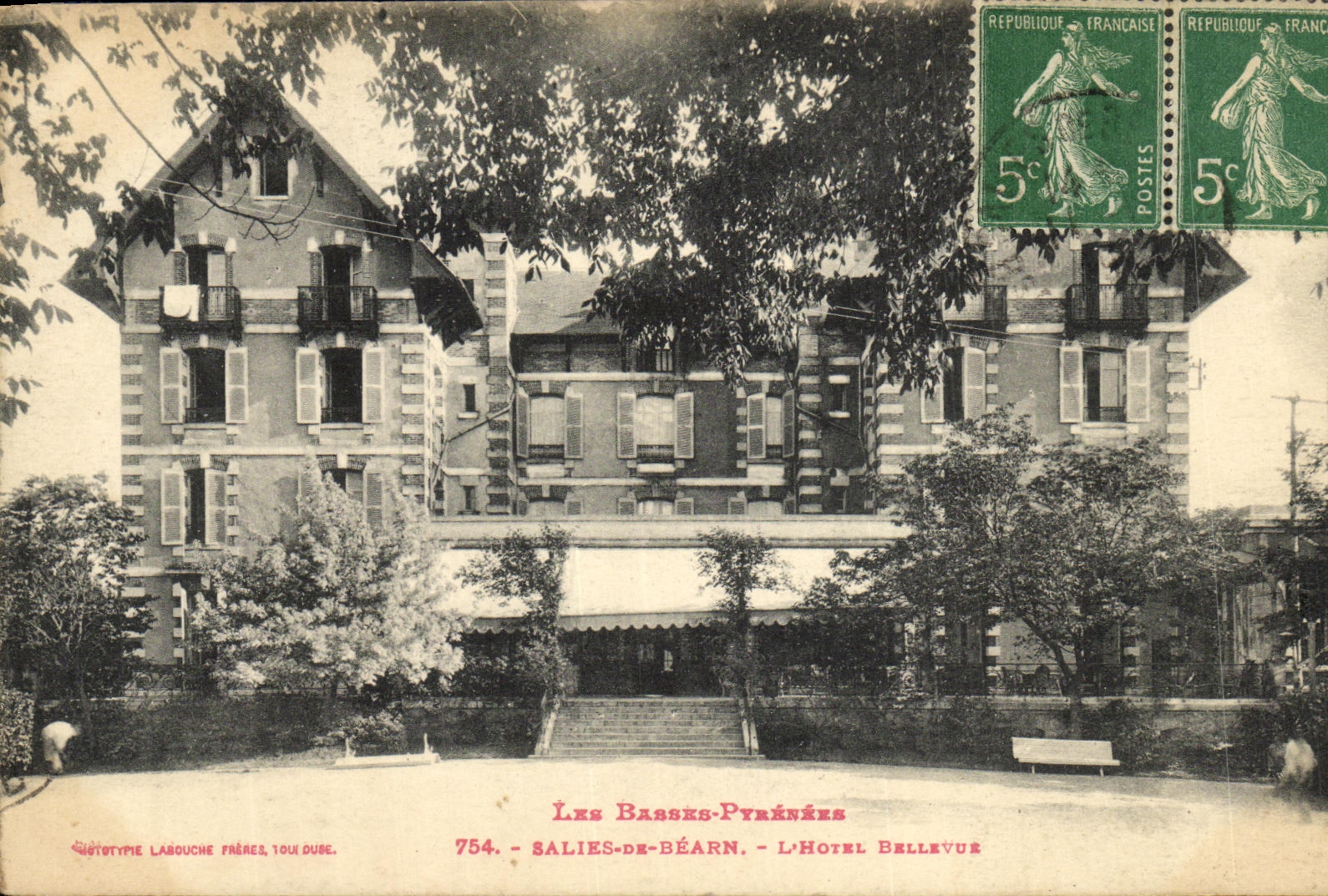 Les Basses-Pyrénées - Salies-de-Béarn - L'Hotel Bellevue — Phototype Labouche Frères, Toulouse, n°754