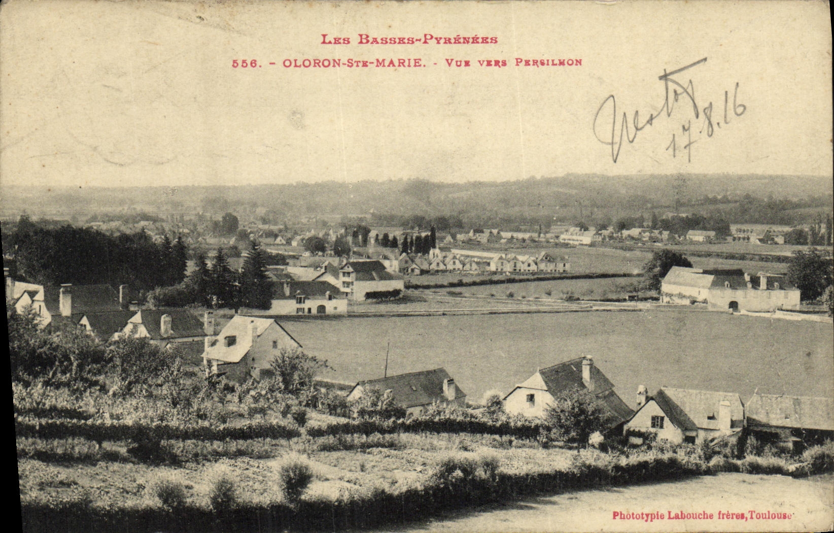 Tarjeta postal antigua Oloron Ste Marie Vista Hacia Persilhon