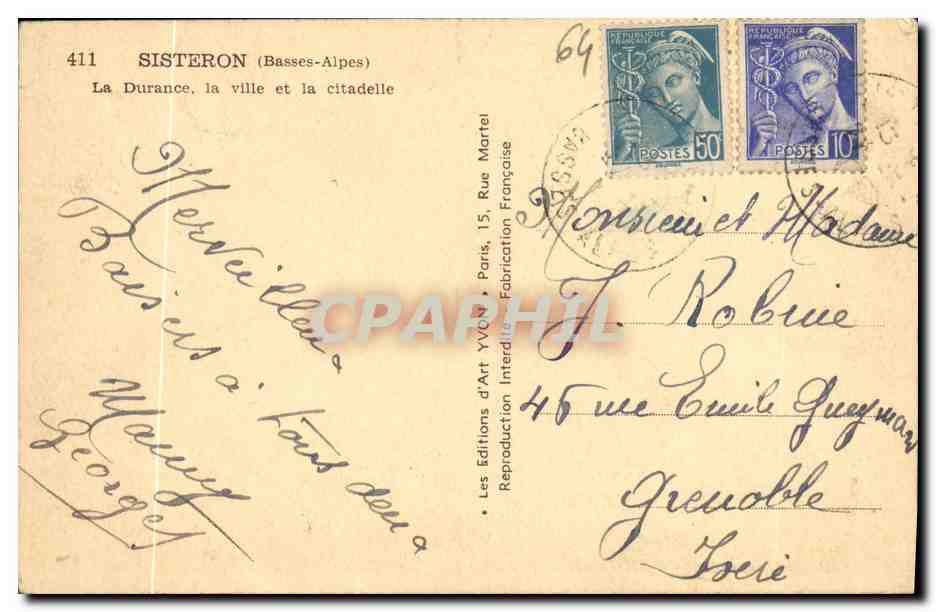 CPA Sisteron La Durance La Ville et La Citadelle  — Rückseite