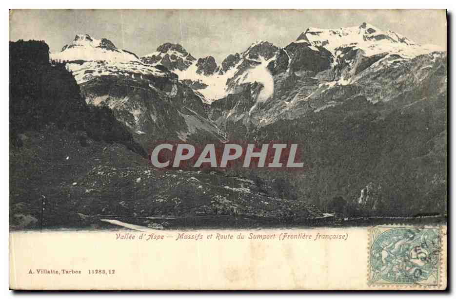 Vallée d'Aspe — Massifs et Route du Sumport (Frontière française) — A. Villatte, Tarbes 11288, 12