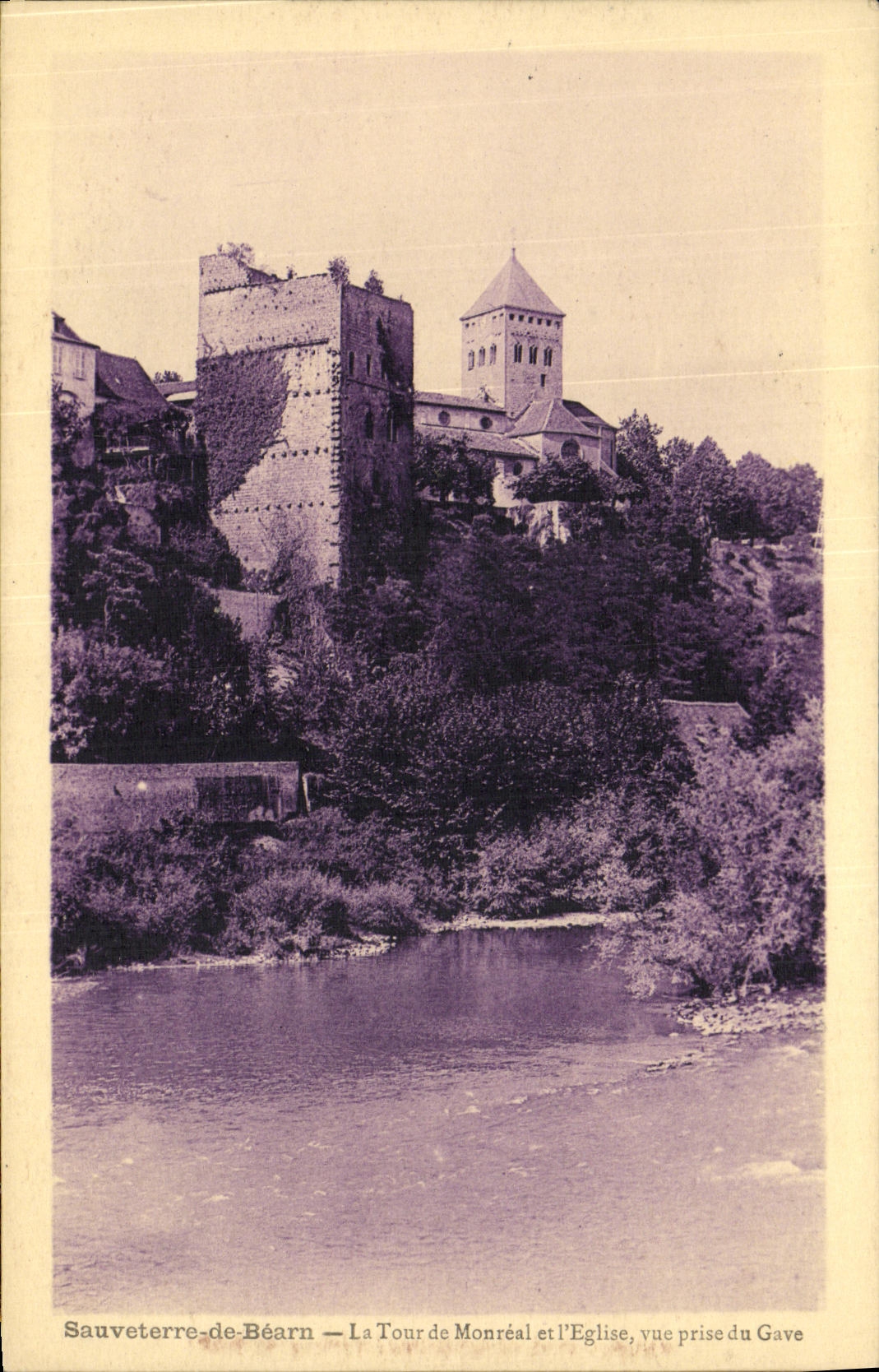 CPA Sauveterre De Bearn La Tour de Monreal Et L Eglise vue prise du GAve