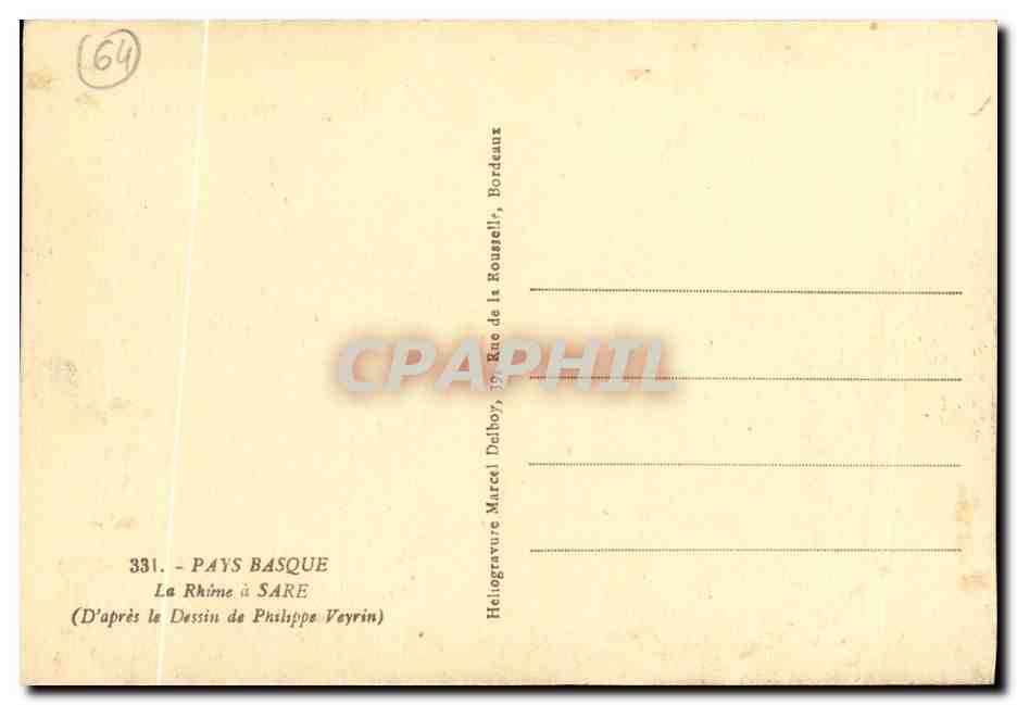 Pays Basque — La Rhime à Sare — Héliogravure Marcel Dalbouy, Bordeaux — Verso