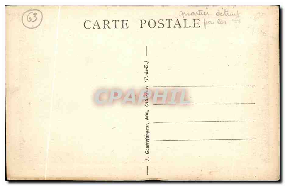 Clermont-Ferrand — Rue Montlosier et Glacis de la Poterne — g. d'o. - 1201 — Reverso