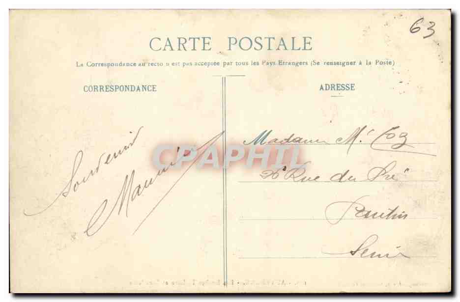 Die Tuilière- und Sanadoire-Felsen — Auvergne — G. Delaunay, Verlag Clermont-Ferrand, Nr. 108 — Rückseite