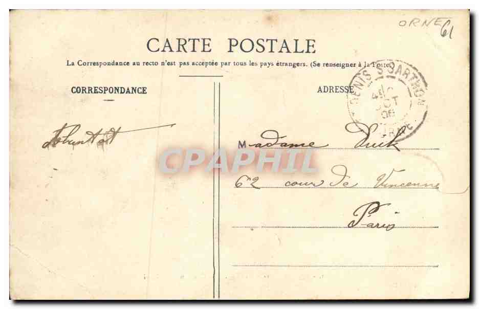 CPA St Denis Sur Sarthon Le Chateau De St Denis  — Rückseite