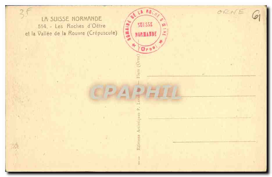 CPA La Suisse Normande Les Roches d Oetre Et La Vallee de la Rouvere  — Rückseite