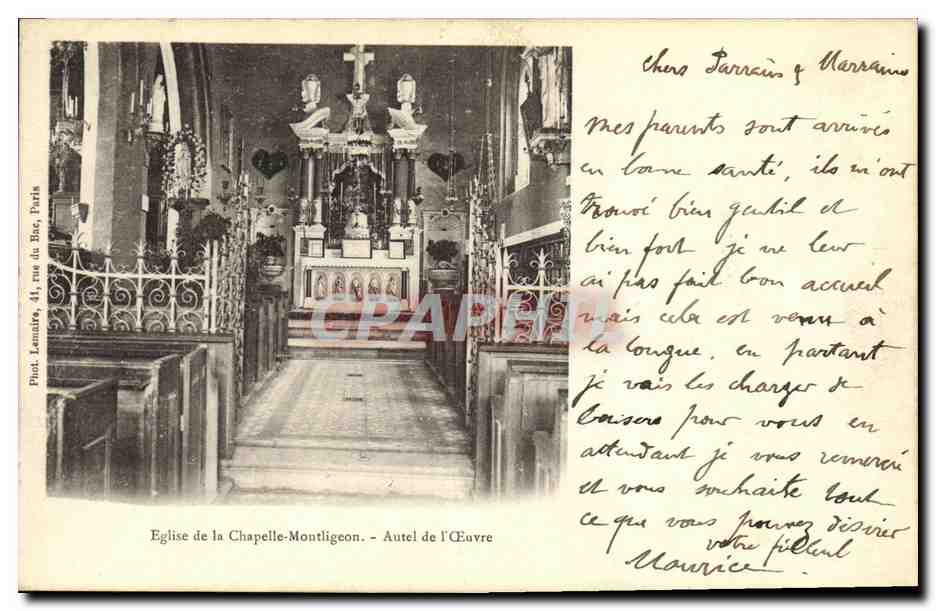 CPA Eglise De La Chapelle Montligon Autel de L oeuvre 