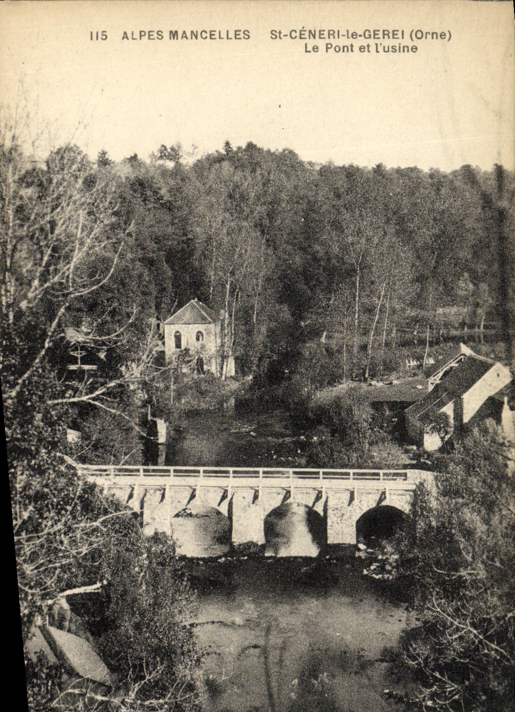 CPA Alpes Mancelles St Ceneri Le Gerei Le Pont Et L usine 