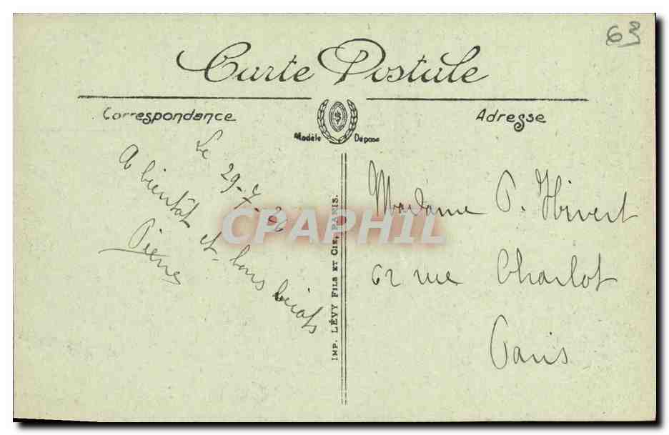 CPA Mont Dore Place Michel Bertrand  — Verso