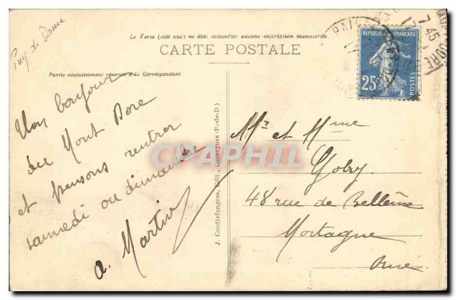 CPA Le Mont Dore Vue Generale Et Vallee du Sancy  — Verso