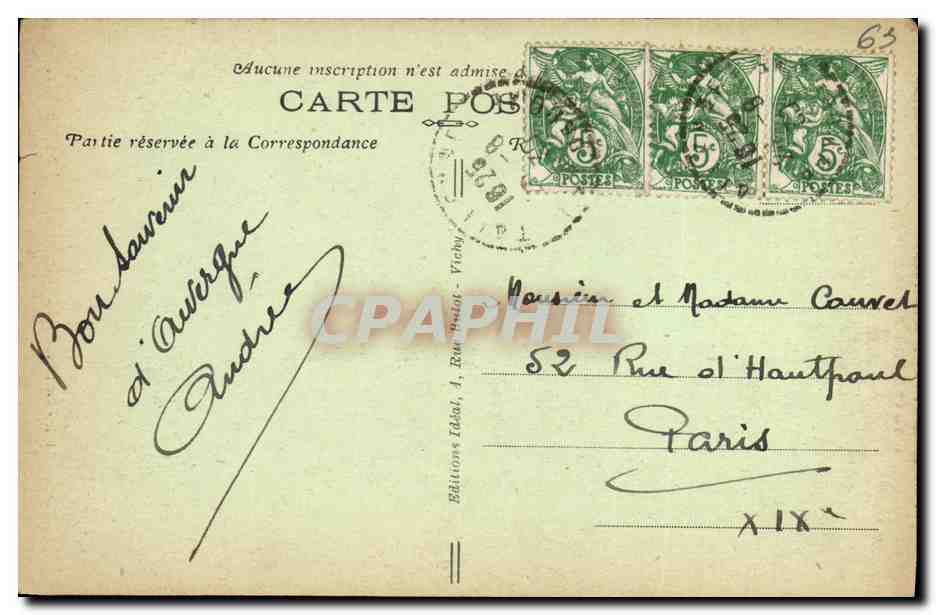 CPA Le Mont Dore et De La Bourboule Cascade Du Queureilh — Verso