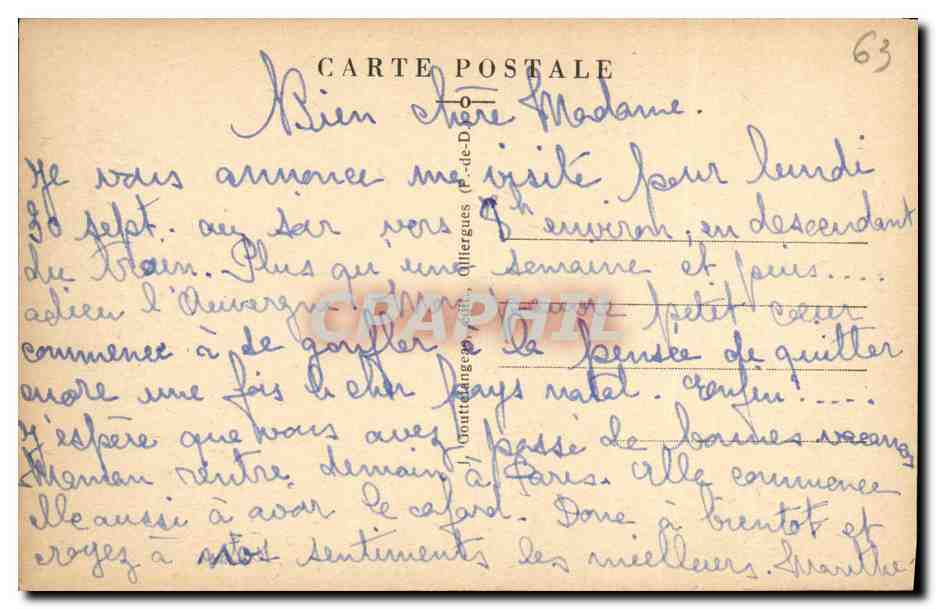 CPA Royat Le Paradis — Rückseite