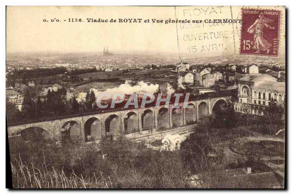 CPA Viaduc de Royat et Vue Generale Sur Clermont Train