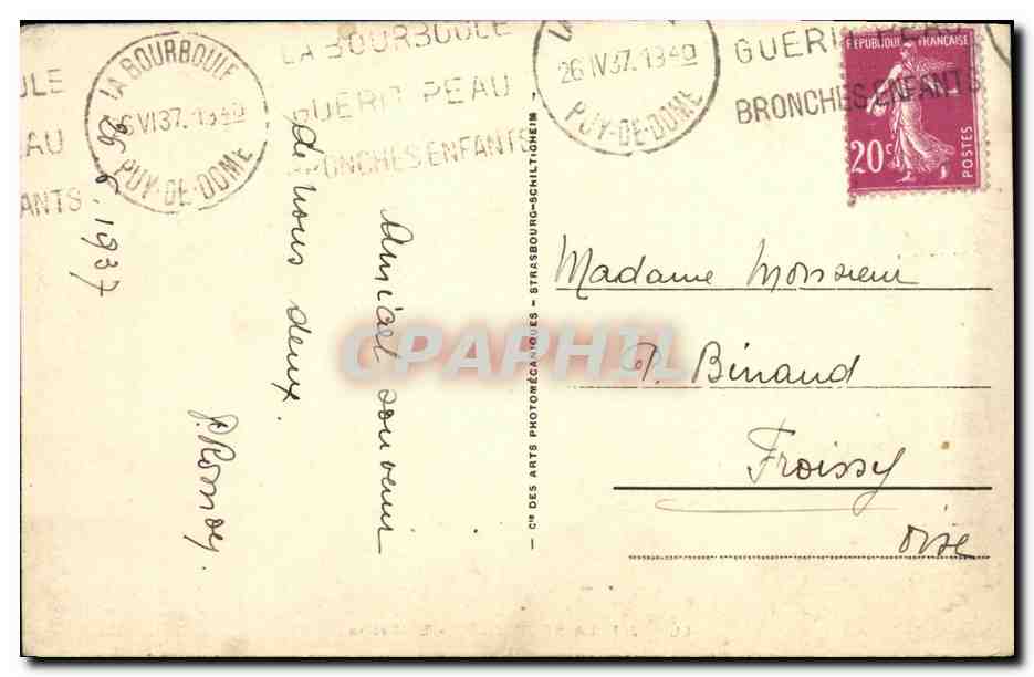 CPA La Bourboule Le Casino Enfant sur un ane — Rückseite