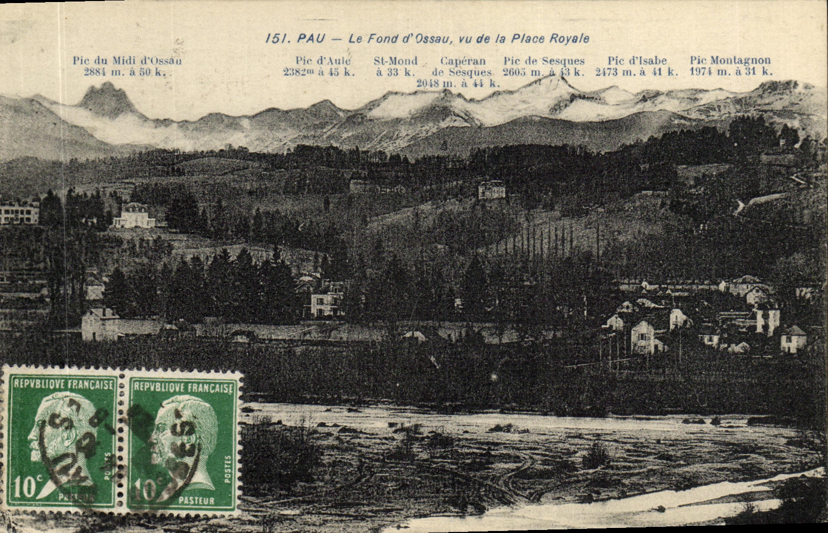 Der Grund von Ossau, Ansicht vom Königlichen Platz — Pau — unbekannter Verleger, Nr. 151