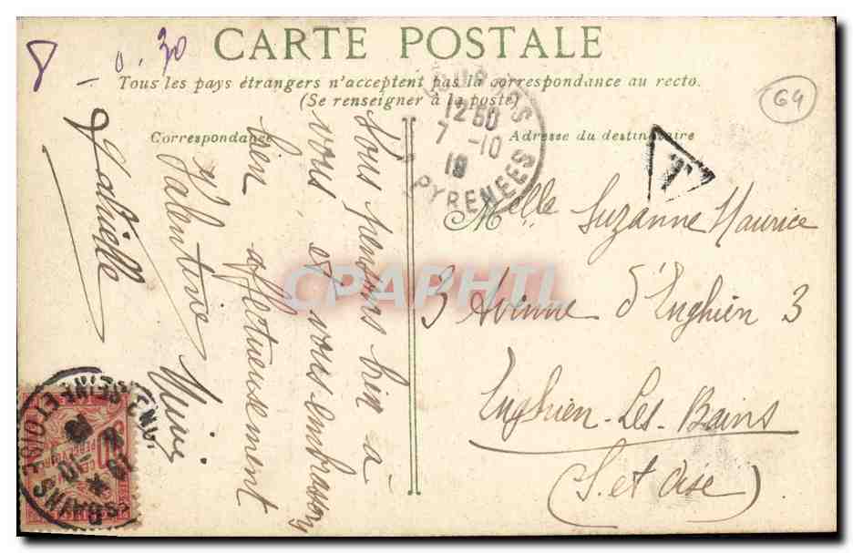 Pau Le Château Entrée Principale de la Cour d'Honneur — CPA n°376 — Verso