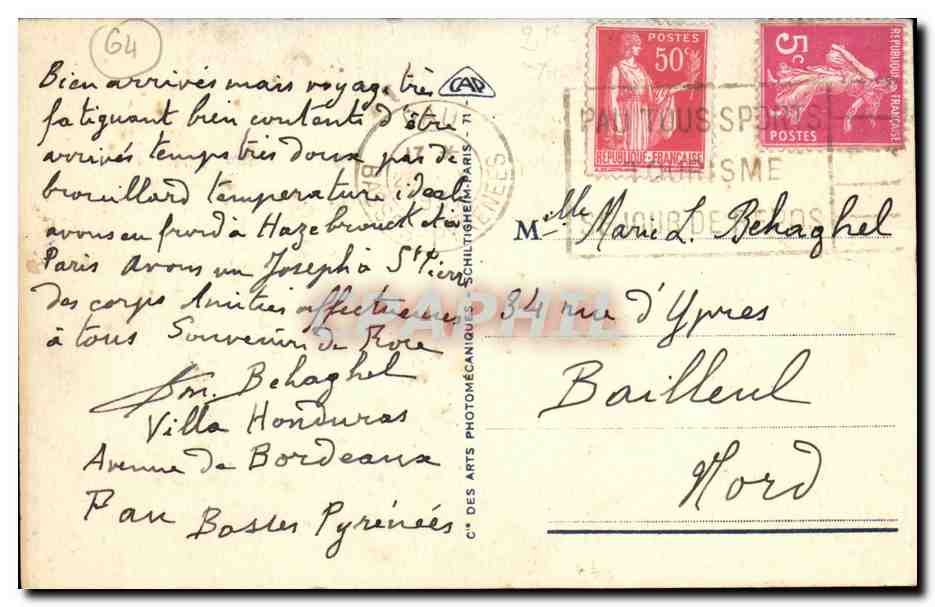 Pau - Panorama et le Gave — CPAPHIL — Verso