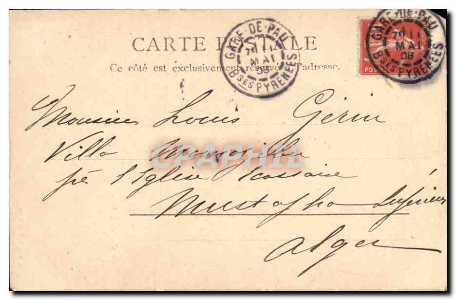 La Cour du Château — Pau — R & J. D. 10708 — Reverso