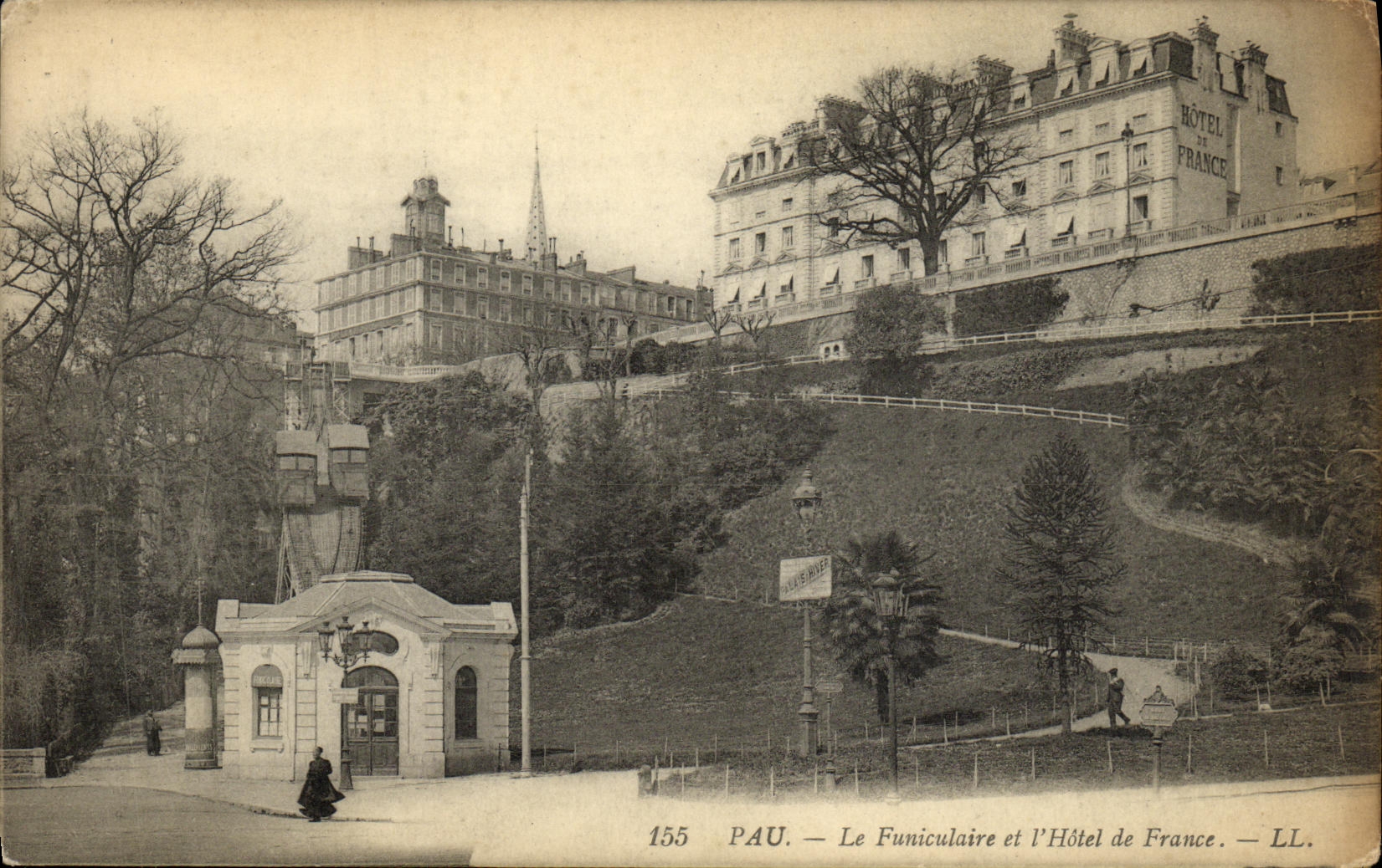 CPA Pau Le Funiculaire Et L Hotel de France 