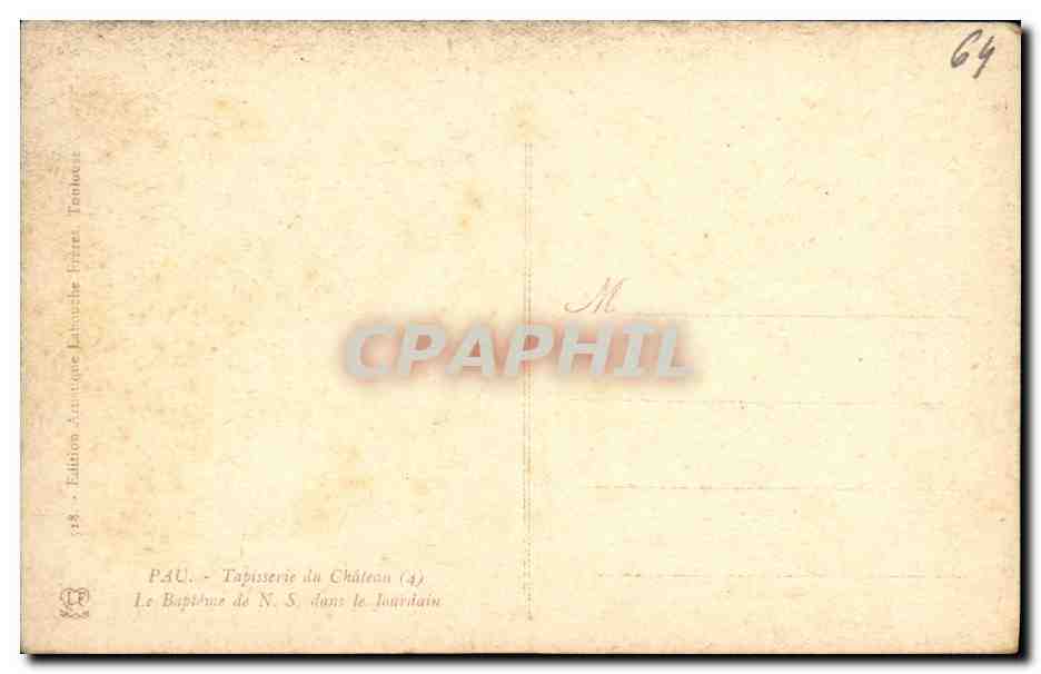 Battesimo del Nostro Signore — Tappeto del Castello — Edizione Antica Latauche Frères, Pau — Verso