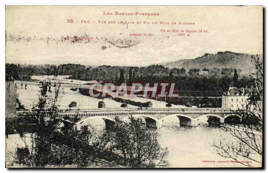 CPA Pau Vue Sur Le Gave et pic de Midi de Bigorre