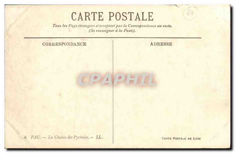 CPA Pau La Chaine Des Pyrenees Usine — Verso