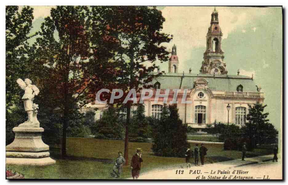 Pau — Le Palais d'Hiver et la Statue d'Artagnan — LL, n°112