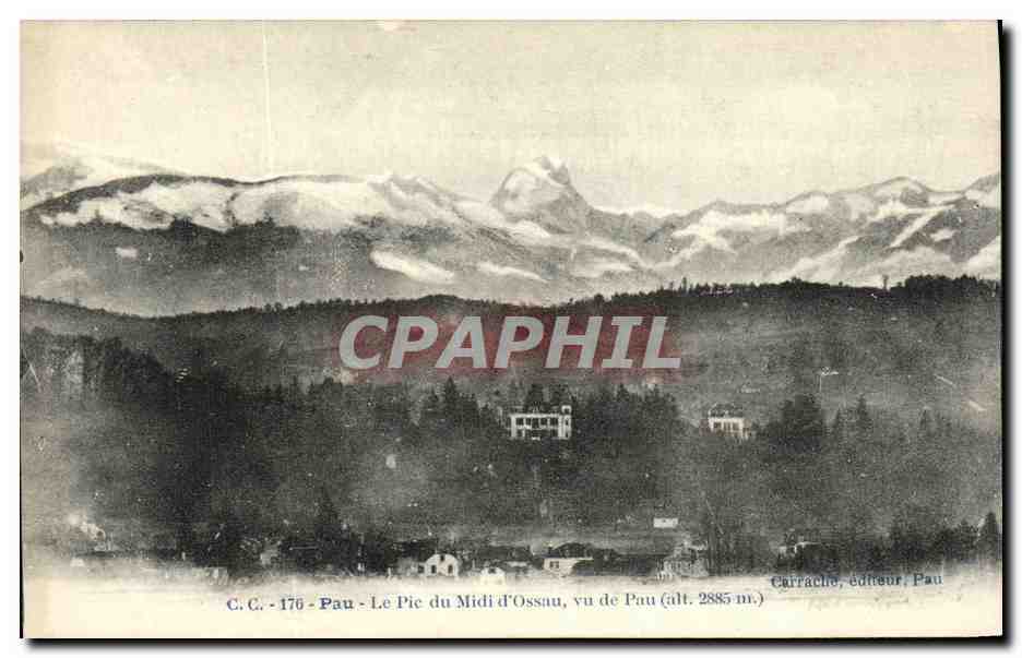 Le Pic du Midi d'Ossau, vu de Pau (alt. 2885 m.) — C.C. - 176 — Carracho, éditeur Pau