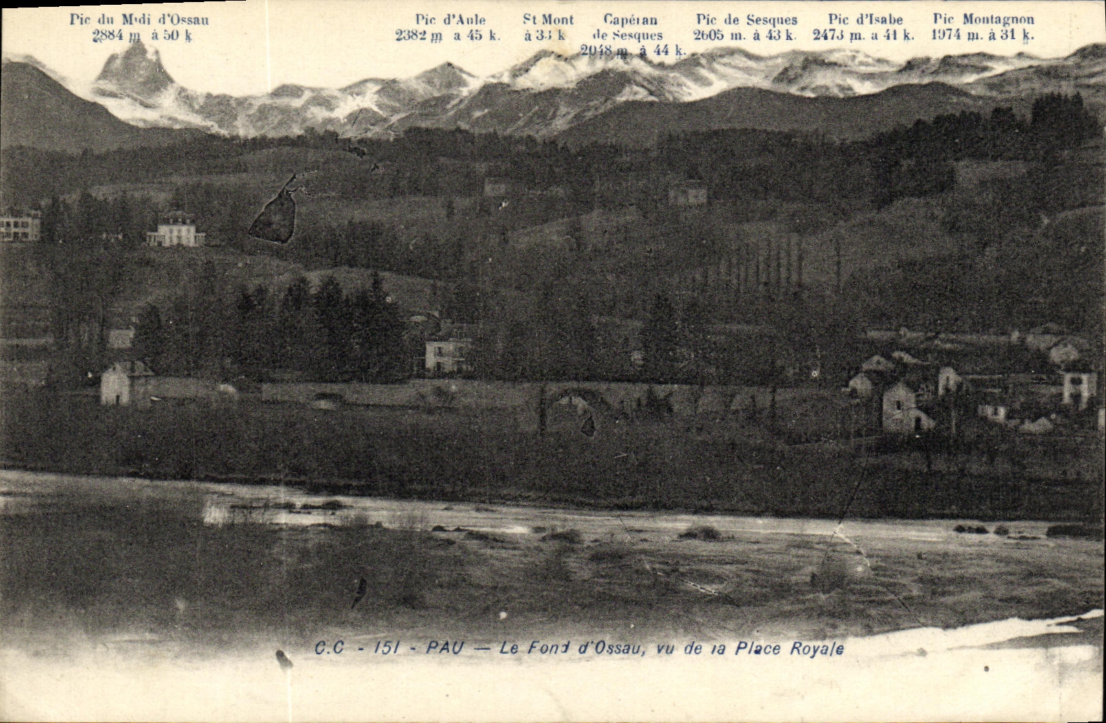 Le Fond d'Ossau vu de la Place Royale — Pau — C.C. 151
