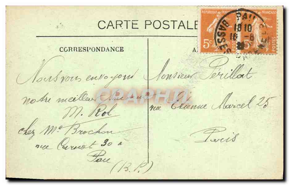 CPA Pau Les Coteaux et La Chaine des Pyrenees  — Verso