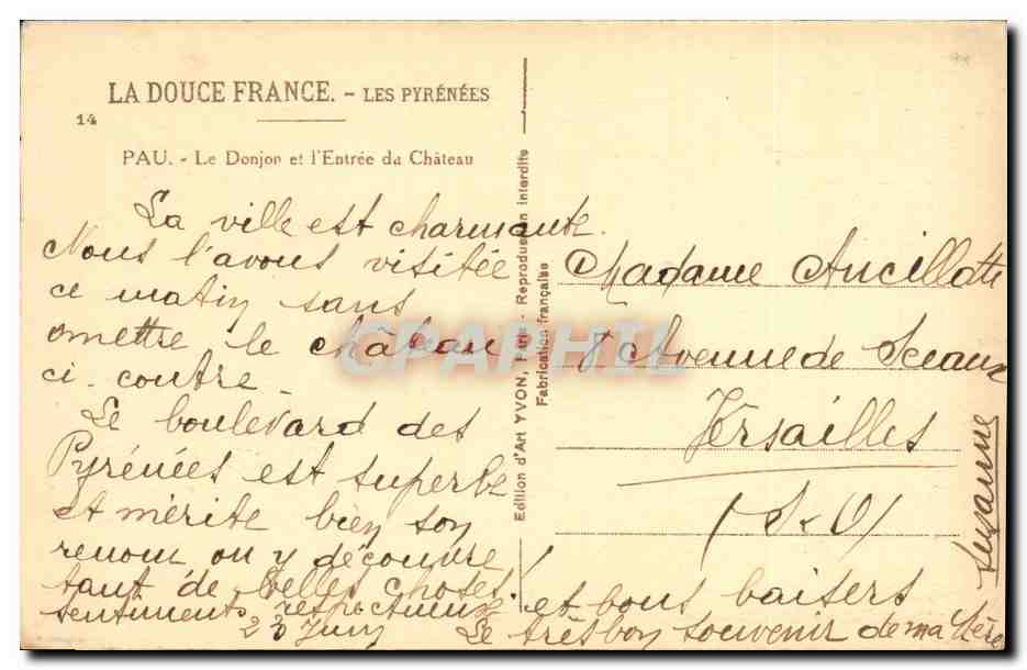 CPA Pau Le Donjon et L entree de Chateau  — Rückseite