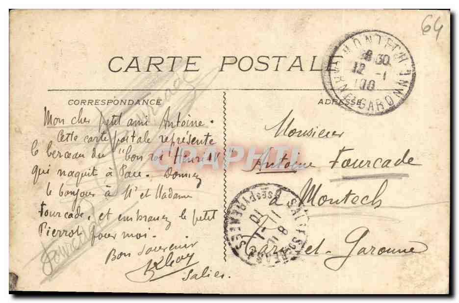 CPA Pau Le Berceau D Henri IV — Verso