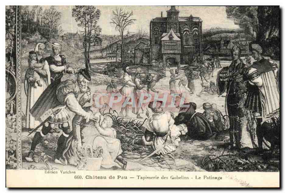 CPA Pau Chateau de Tapisserie des Gobelins Le Patinage