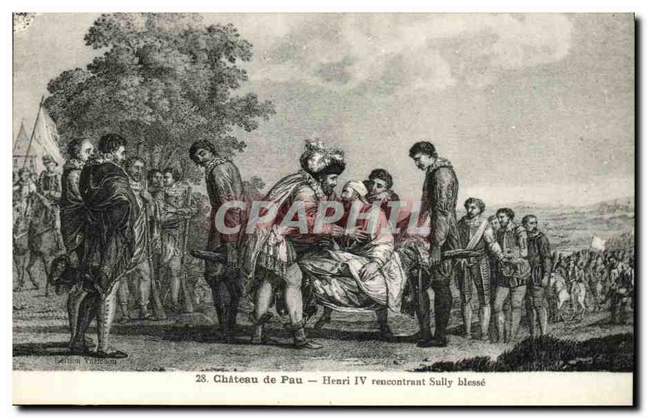 Château de Pau — Henri IV rencontrant Sully blessé — Édition Vichydon, n°28