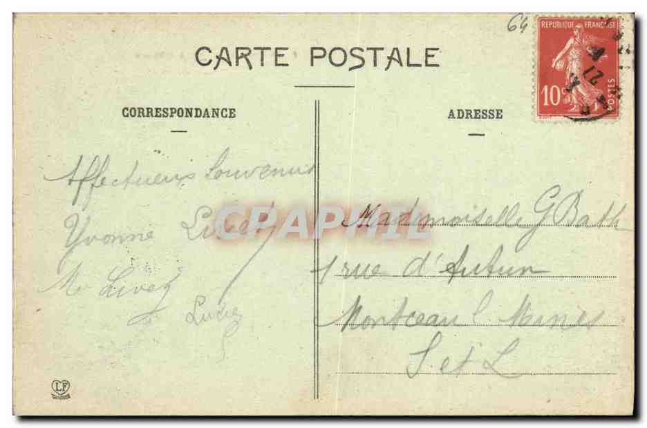 Pau - Place Royale - Nouvelle Terrasse — Les Basses-Pyrénées — éditeur Léonard Perrot, n° 078 — Rückseite