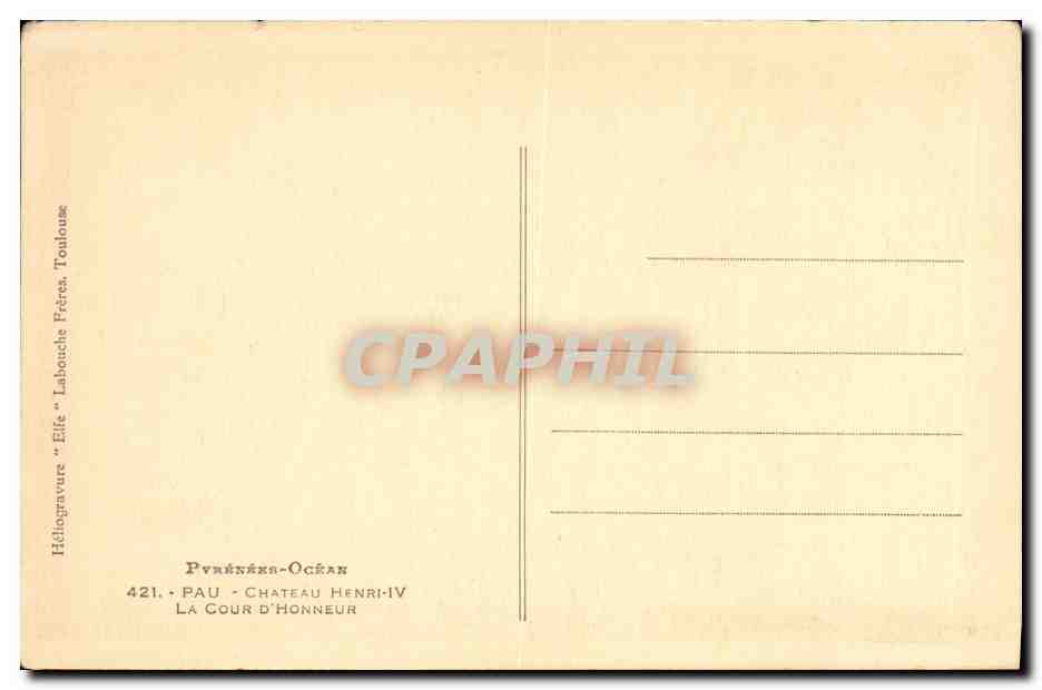 CPA Pau Chateau Henri IV La Cour d Honneur — Verso