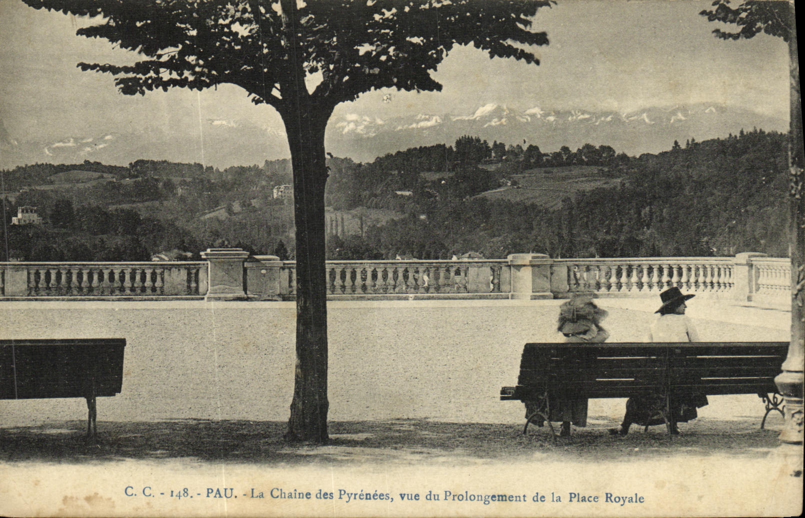 CPA Pau La Chaine des Pyrenees Vue du Prolongement de la Place Royal