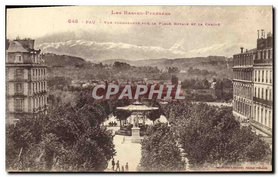 Pau — Vue plongeante sur la Place Royale et la Chaîne — Les Basses-Pyrénées, n°648