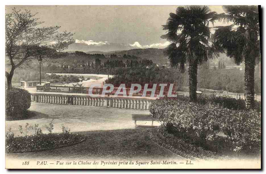 Pau — Vista sulla catena dei Pirenei presa dal Square Saint-Martin — LL. n° 188