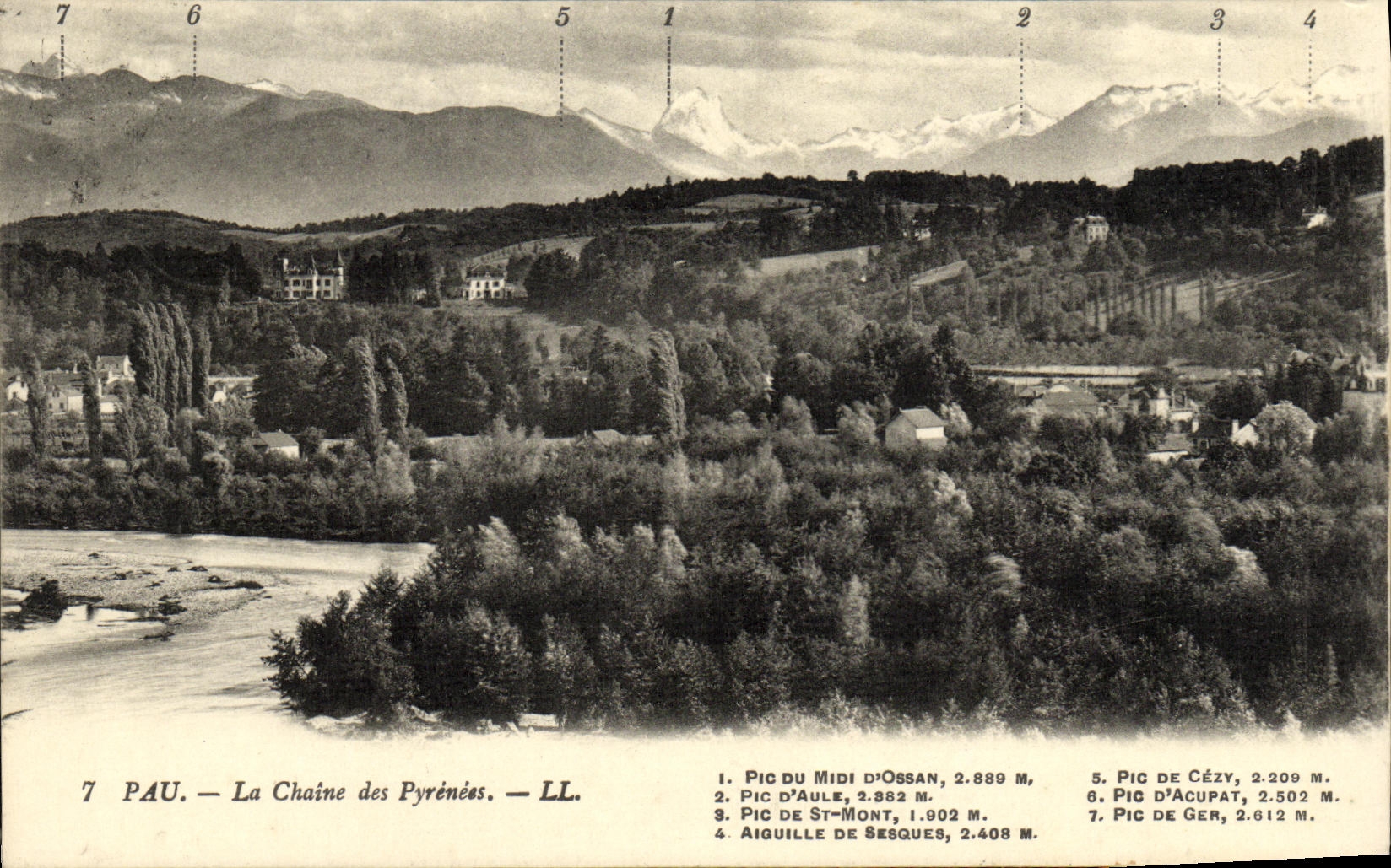Pau — La Chaîne des Pyrénées — LL. - Recto