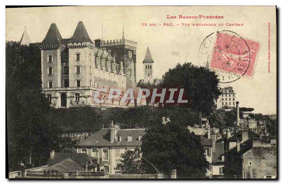 Pau — Vue d'ensemble du Château — Phototypie Lardon, Pau