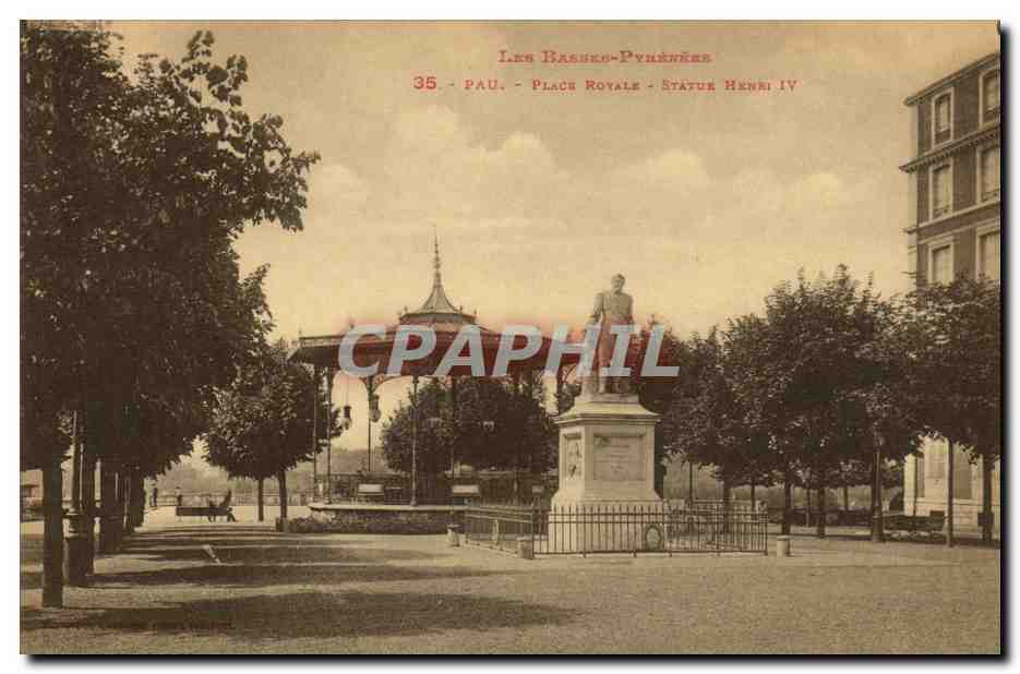 CPA Pau Plage Royale Statue HenriIV