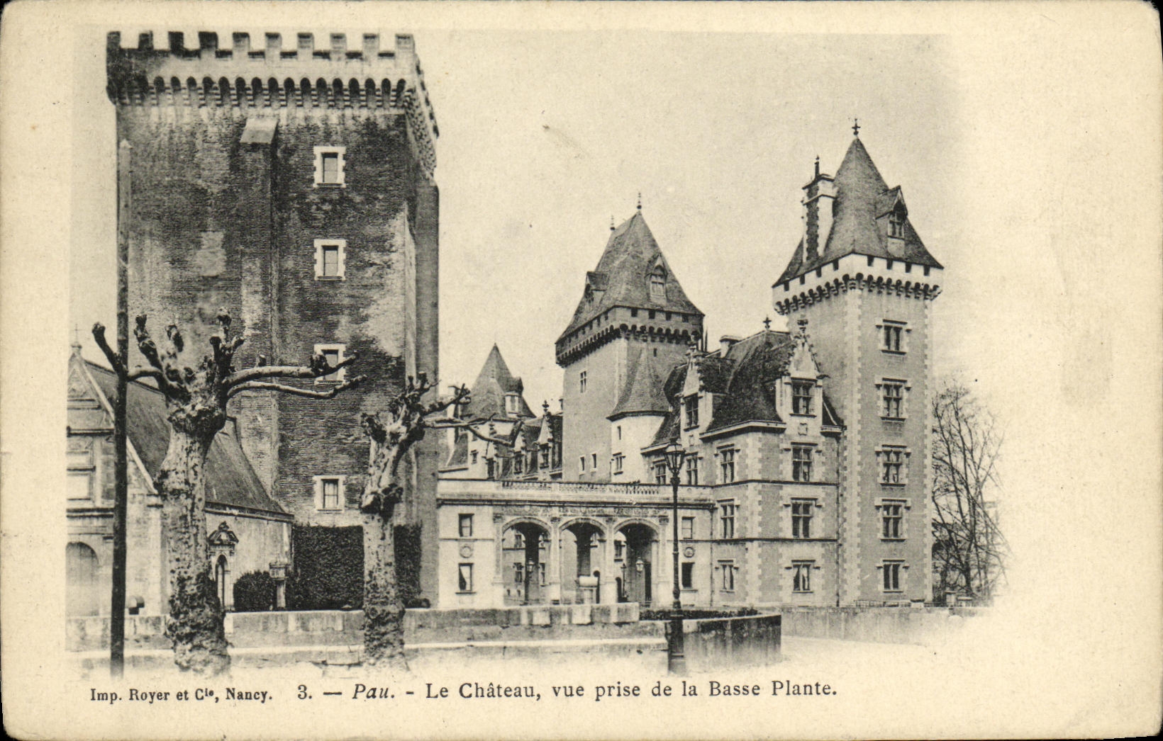 Pau — Le Château, vue prise de la Basse Plante — Imp. Royer et Cie, Nancy, n°3
